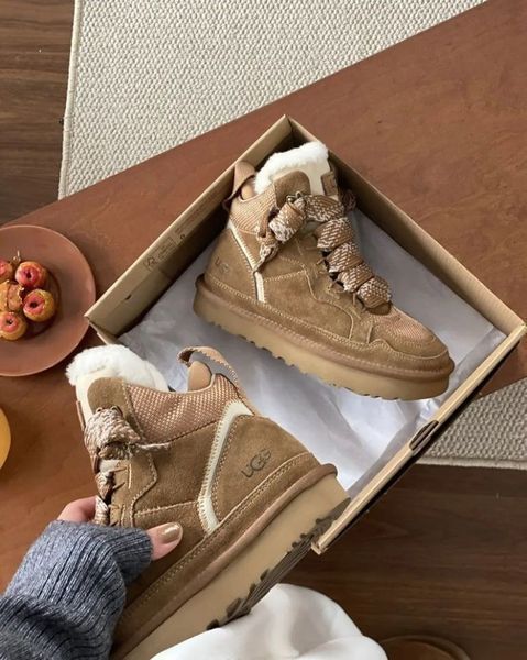 уггі Жіночі Зимові Кросівки UGG Lowmel Sneaker High коричневі 770008 фото